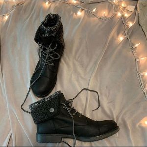 black ankle combat boots